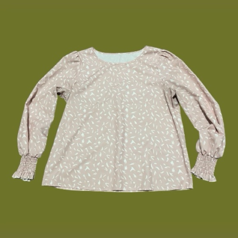 SHEIN blush and white long sleeve blouse size women’s L